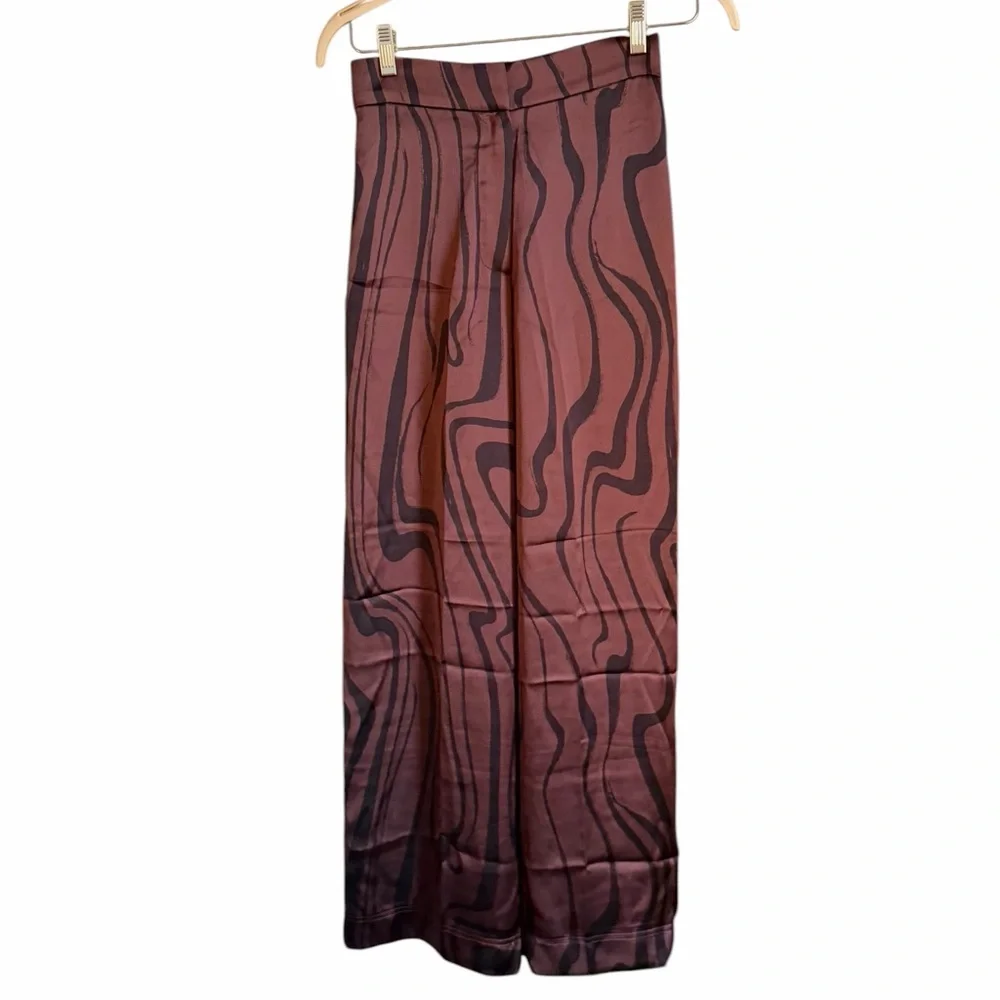 House of Harlow 1960 Wide-Leg Brown Marble Print Pants Set Women’s Size Small - Picture 3 of 8